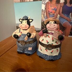Vintage Cow Trinket Boxes